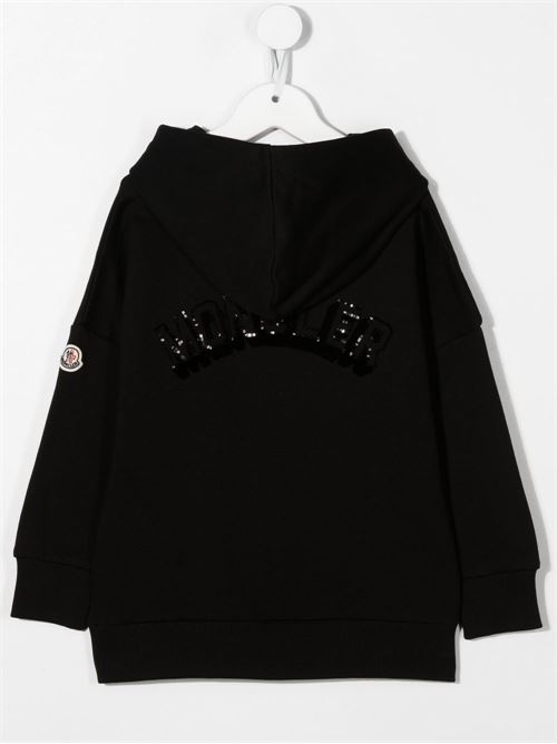 Felpa bambina con cappuccio modello abito con logo in paillates MONCLER KIDS | H29548I00005899PS999